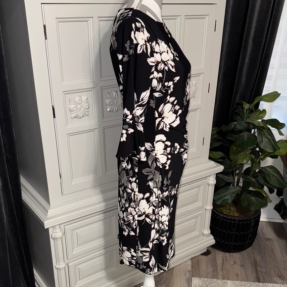 Anne Klein Floral Black and White Dress Size 8 - Picture 4 of 10